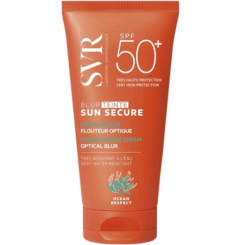SVR Sun Secure SPF50+ Blur Tinted Mousse Cream Кремообразен слънцезащитен крем за лице с много висока защита в специална мус текстура с цвят и матов ефект 50ml
