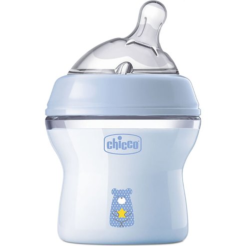Chicco Natural Feeling Plastic Bottle 0m+ 150ml Πλαστικό Μπιμπερό με Σύστημα Κατά των Κολικών & Θηλή Σιλικόνης Αργής Ροής, 1 Τεμάχιο - Μπλε