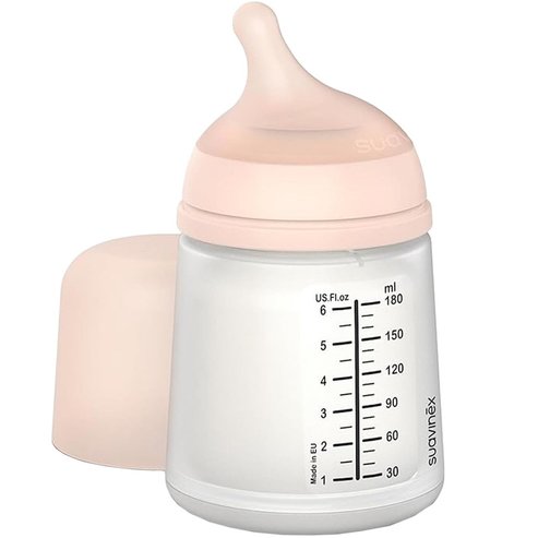 Suavinex Care Zero Zero 0m+ Bottle Пластмасово шише, имитиращо функцията на гърдата, със специална вградена торбичка против колики 270ml