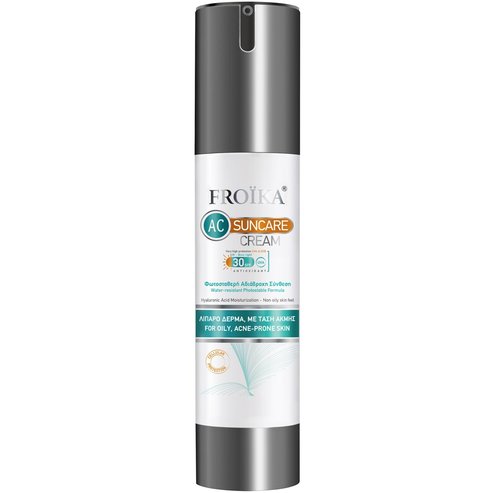 Froika Hyaluronic Acid Moisturization Antioxidant AC Suncare Cream Spf30 Хидратиращ слънцезащитен крем с хиалуронова киселина и висока защита за мазна кожа, склонна към акне 50ml