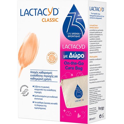 Lactacyd Promo Classic Intimate Washing Lotion Лосион за Почистване на Интимната Зона за Ежедневна Употреба 300ml & Подарък Несесер 1 Брой[SHORT_TITLE]Lactacyd Promo Classic Intimate Washing Lotion 300ml & Подарък Несесер 1 Брой