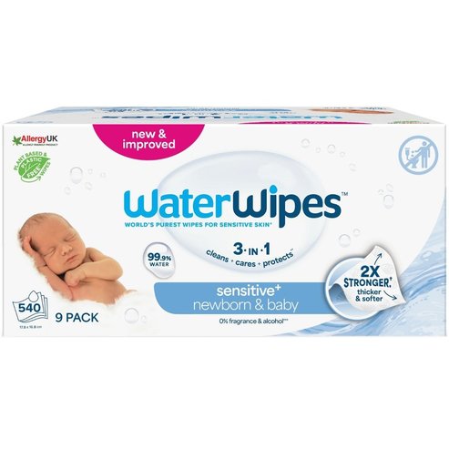 WaterWipes Baby Wipes 0m+, 540 броя (9x60 броя)