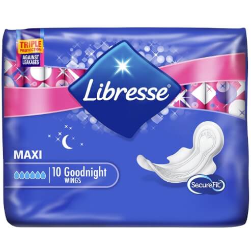 Libresse Maxi Goodnight Нощни салфетки с пера 10 броя