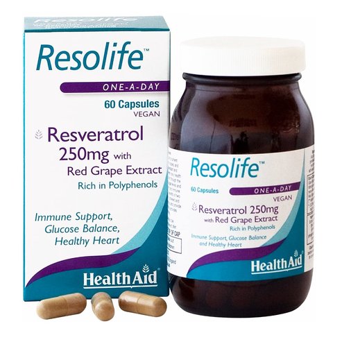 Health Aid Resolife - Ресвератрол антиоксидант и противовъзпалително действие 250mg 60 таблетки