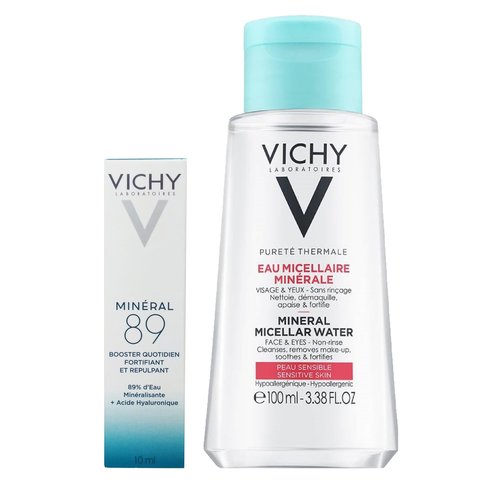 Vichy Mineral 89 Booster Хидратиращ подарък за лице 10ml & Purete Термална минерална мицеларна вода за лице и очи 100ml