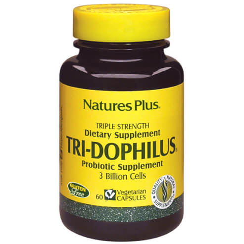 Natures Plus Tri-Dophilus Хранителна добавка, която осигурява здрава чревна флора 60Veg.Caps