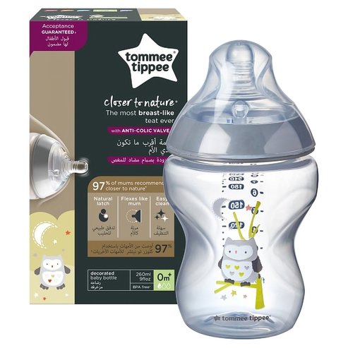 Tommee Tippee Closer to Nature Baby Bottle 0m+ Код 42250103, 260ml - Сив