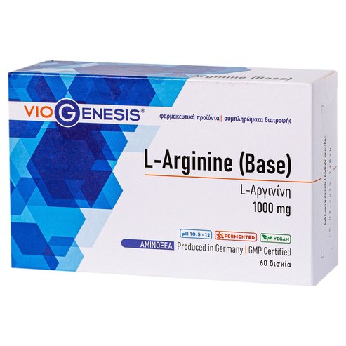 Viogenesis Food Supplement L-Arginine Base 1000mg 60tabs