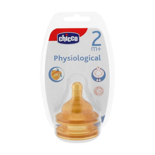 Гумен биберон Chicco Medium Flow 2 м+, 2 бр.