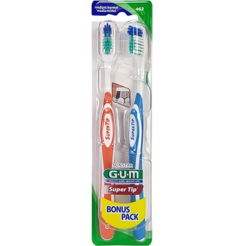 Gum Sunstar Super Tip Bonus Pack Medium / Normal Toothbrush 2 Парчета, Код 463 - Оранжево / Синьо