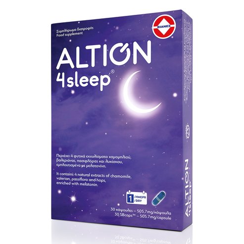 Altion 4sleep Хранителна добавка с мелатонин за подобряване на качеството на съня и безсъние 30caps