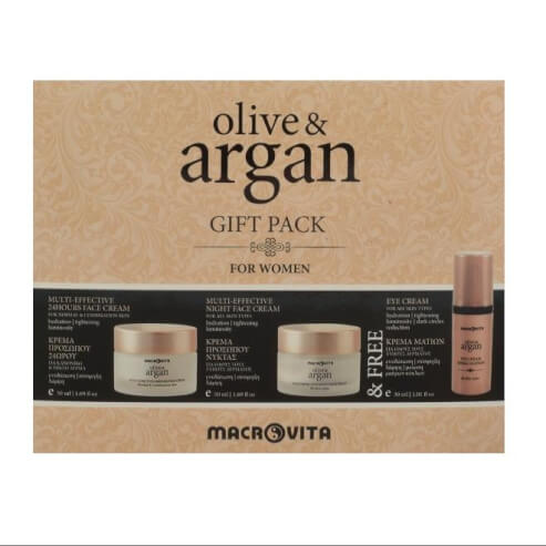 Macrovita Olive & Argan Gift Pack For Women Крем за лице Нормално-комбинирана кожа 50ml, Нощен крем 50ml & Подаръчен крем з 30ml