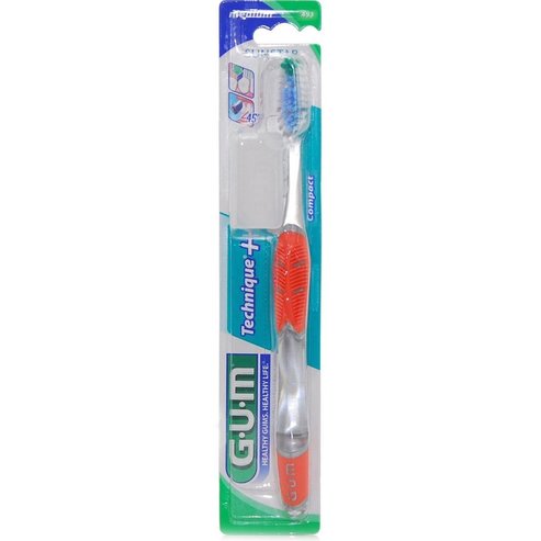 Gum Technique+ Compact Medium Toothbrush 1 Брой, Код 493 - Портокал