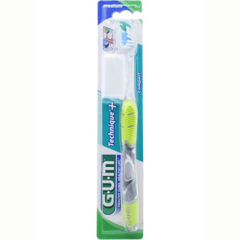 Gum Technique+ Compact Medium Toothbrush 1 Брой, Код 493 - Зелен