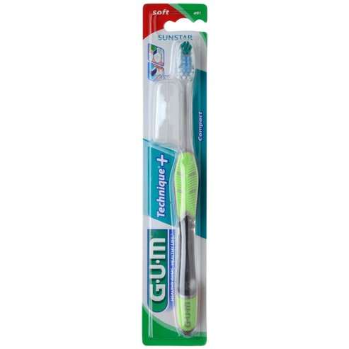 Gum Technique+ Compact Soft Четка за зъби със защитен калъф (491) - зелена
