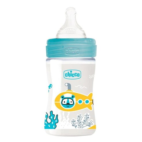 Chicco Well Being Plastic Bootle 0m+, 150ml 1 брой - светло син