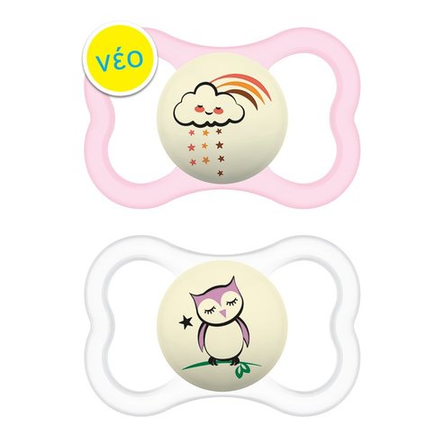 Mam Supreme Night Silicone Soother 16m+, 2 Парчета, Код 298S - Розово / Прозрачно