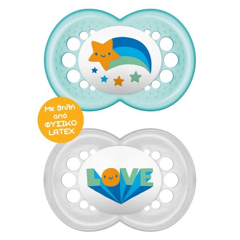 Mam Original Latex Soother 16m+ код 251L 2 Части - Светло синьо 2/Сиво