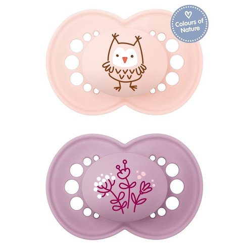 Mam Original Forest Силиконова ортодонтска залъгалка код 250S от 16+ месеца 2 бр. - Розово-лилаво