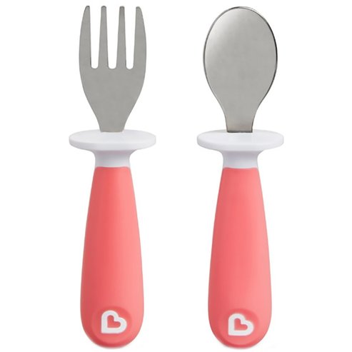 Munchkin Set Raise Toddler Fork & Spoon 12m+ Светло розово 1 бр