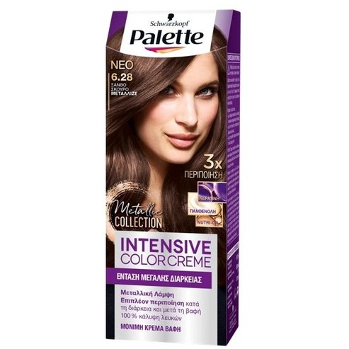 Schwarzkopf Palette Intensive Hair Color Creme Kit 1 Парче - 6.28 Тъмно рус металик