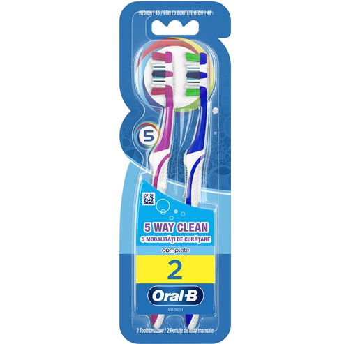 Oral-B Complete 5 Way Clean Medium Toothbrush 40mm Лилаво - синьо 2 бр