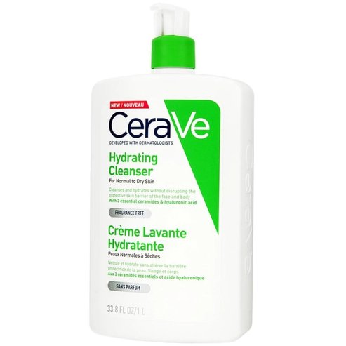 CeraVe Hydrating for Normal to Dry Skin Face & Body Cleanser Cream 1Lt