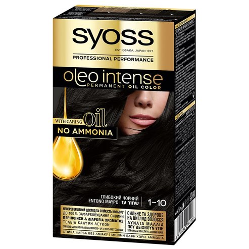 Syoss Oleo Intense Permanent Oil Hair Color Kit 1 Парче - 1-10 удебелено черно