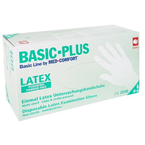 Alfacare Med Comfort Basic-Plus Disposable Latex Examination Gloves Powder Free 100 бр - Large