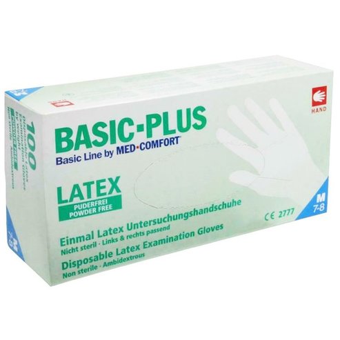 Alfacare Med Comfort Basic-Plus Disposable Latex Examination Gloves Powder Free 100 бр - Medium