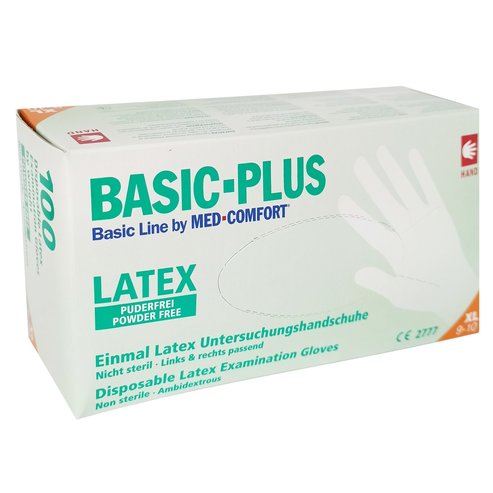 Alfacare Med Comfort Basic-Plus Disposable Latex Examination Gloves Powder Free 100 бр - XLarge