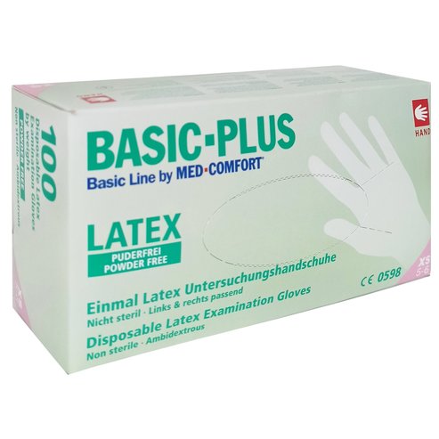 Alfacare Med Comfort Basic-Plus Disposable Latex Examination Gloves Powder Free 100 бр - XSmall