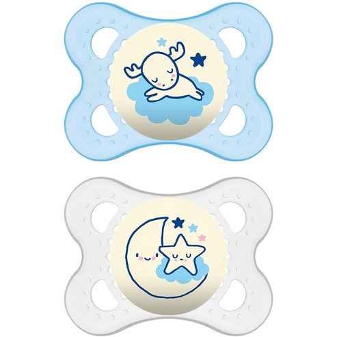 Mam Original Night Silicone Soother 2-6m 2 бр., код 110S - сини / прозрачни