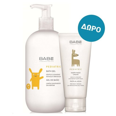 Babe Pediatric PROMO PACK Bath Gel Мек душ гел за бебета 500ml & GIFT Nappy Rash Cream Крем от обриви на пелен 100ml
