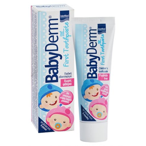 Intermed Babyderm First Toothpaste За почистване и защита на първите бебешки зъби 50ml
