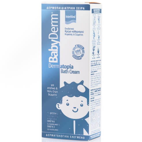 InterMed Babyderm Dermatopia Bath Cream Хидратиращ крем за почистване на главата и тялото за атопична и много суха кожа 300ml