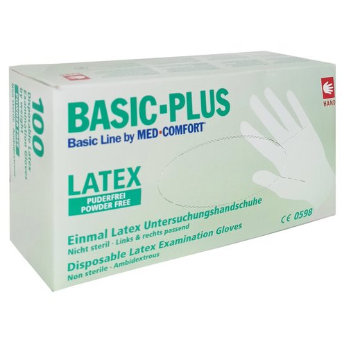 Med Comfort Basic-Plus Disposable Latex Examination Gloves Powder Free 100 бр