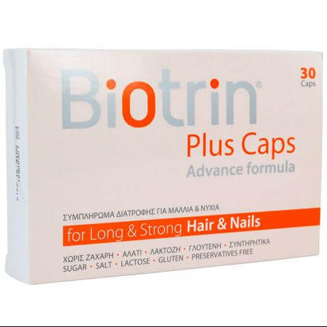 Biotrin Plus Caps Хранителна добавка за добро здраве на косата и ноктите 30Caps