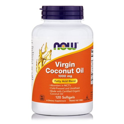 Now Foods Virgin Coconut Oil 1000mg Хранителна добавка с органично кокосово масло 120 Softgels