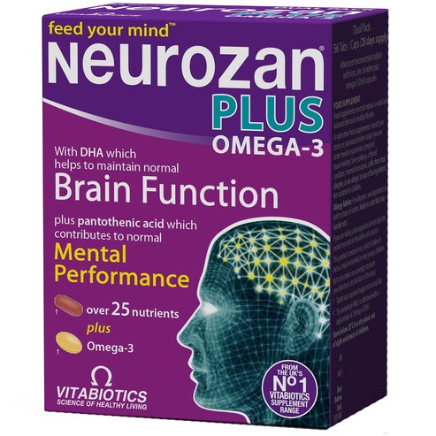 Vitabiotics Neurozan Plus Omega-3 Хранителна добавка, която подобрява мозъчната функция 28tabs / 28caps