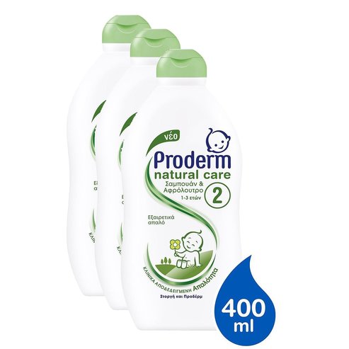 Proderm PROMO PACK Natural Care Шампоан и душ гел за деца 1-3 години 3x400ml