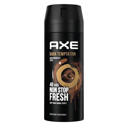 Axe Dark Temptation Body Spray Дезодорант, 48-часово усещане за свежест, с неустоим аромат на шоколад 150ml