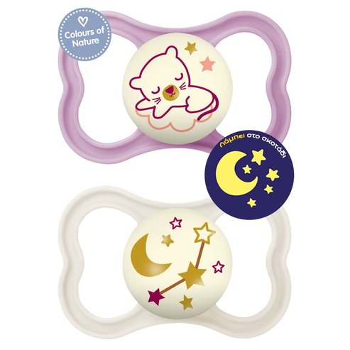 Mam Air Night Silicone Soother 6-16m+ Код 217S 1 брой - лилаво/ кремаво
