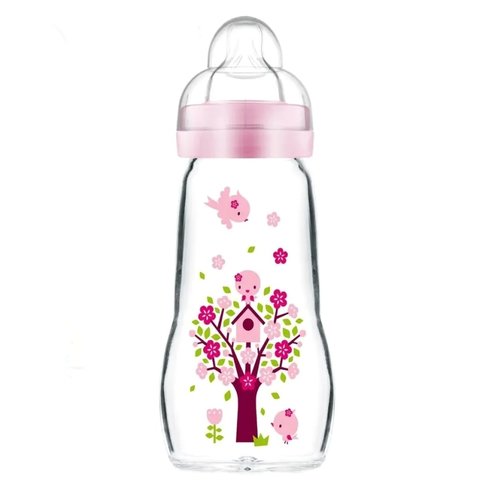 Mam Feel Good Code 375S Premium Glass Bottle 2m+, 260ml - Розово
