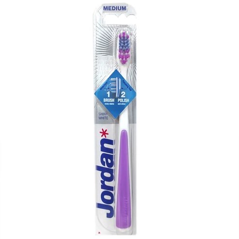 Jordan Shiny White Toothbrush Medium 1 Парче - лилаво