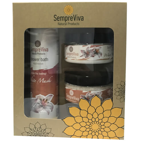 SempreViva PROMO PACK Грижа за тялото White Musk душ гел 400ml & Body Butter 250ml & Body Scrub 250ml