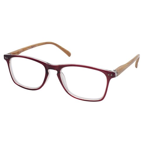 Eyelead Унисекс бордови очила за четене с дървена ръка E213