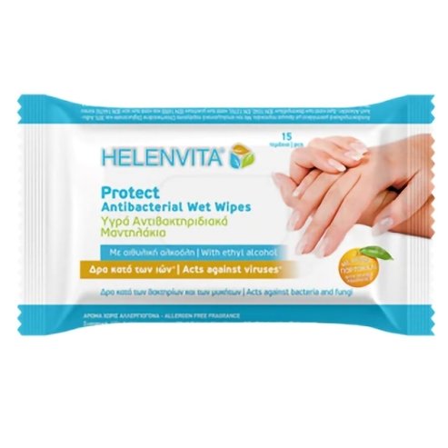 Helenvita Protect Antibacterial Wet Wipes 15 бр