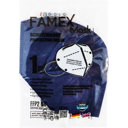Famex Mask Защитна маска за еднократна употреба FFP2 NR KN95 в тъмно син цвят 1 бр