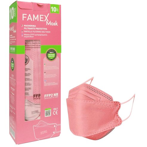 Famex Mask Маски за еднократна употреба FFP2 NR KN95 с висока защита в розов цвят 10 бр
